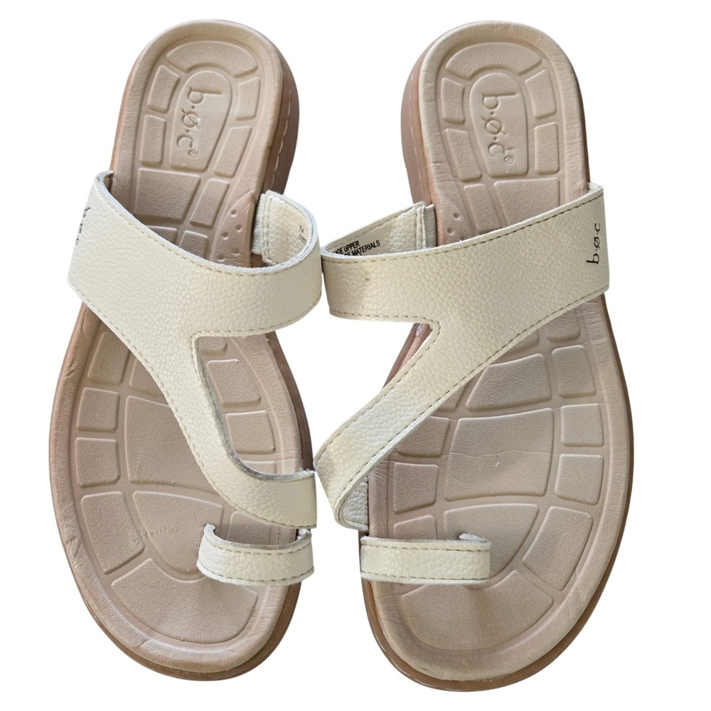 BOC Born Concept Women's, "Lotte" Cream Toe Loop Slide Sandals Size 8M